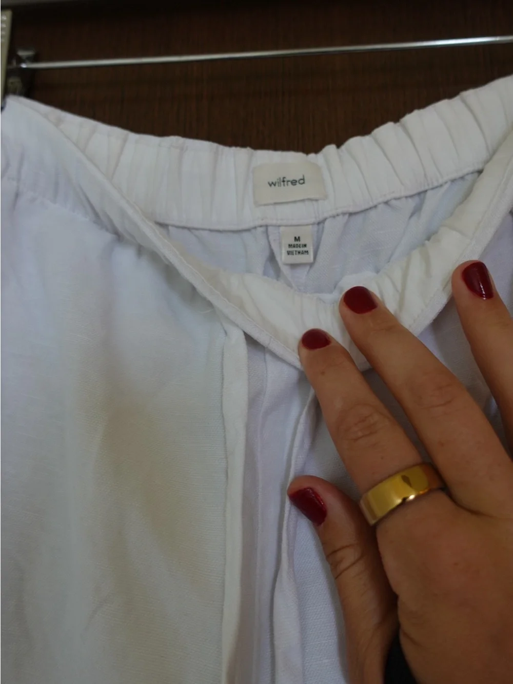 Wilfred White Wide-Leg Linen Pants with Drawstring